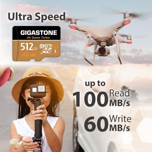  [5-Yrs Free Data Recovery] Gigastone 512GB Micro SD Card, 4K Game Turbo, MicroSDXC Memory Card for Nintendo-Switch, GoPro, Action Camera, DJI, UHD Video, R/W up to 100/60 MB/s, UHS