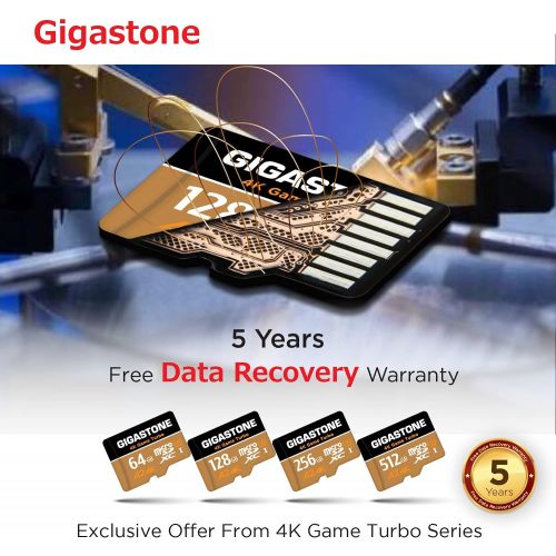  [5-Yrs Free Data Recovery] Gigastone 512GB Micro SD Card, 4K Game Turbo, MicroSDXC Memory Card for Nintendo-Switch, GoPro, Action Camera, DJI, UHD Video, R/W up to 100/60 MB/s, UHS