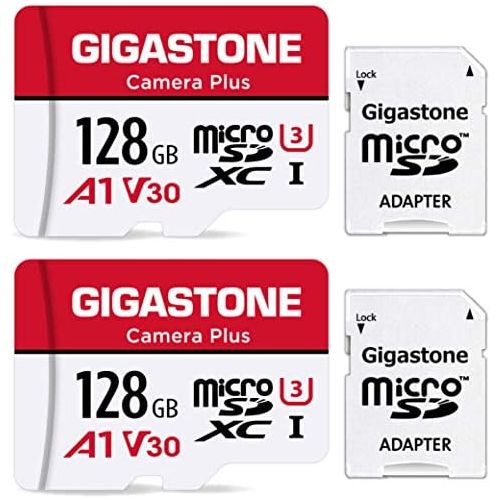  Gigastone 128GB 2-Pack Micro SD Card, Camera Plus, GoPro, Action Camera, Sports Camera, High Speed 100MB/s, 4K Video Recording, Micro SDXC UHS-I A1 V30 U3 Class 10