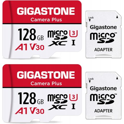  Gigastone 128GB 2-Pack Micro SD Card, Camera Plus, GoPro, Action Camera, Sports Camera, High Speed 100MB/s, 4K Video Recording, Micro SDXC UHS-I A1 V30 U3 Class 10