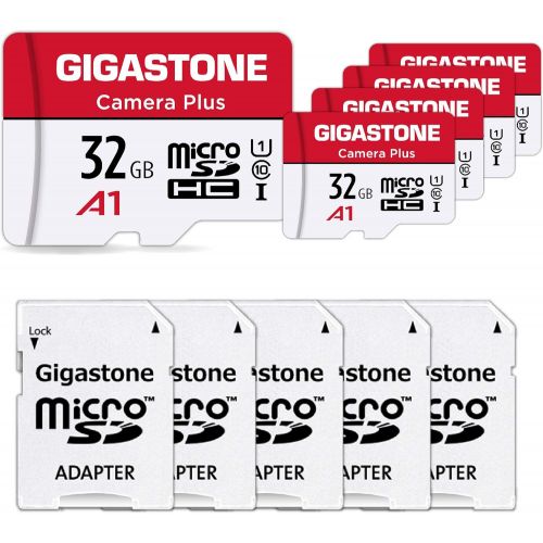  [Gigastone] Micro SD Card 32GB 5-Pack, Camera Plus, MicroSDHC Memory Card for Video Camera, Wyze Cam, Security Camera, Roku, Full HD Video Recording, UHS-I U1 A1 Class 10, up to 90
