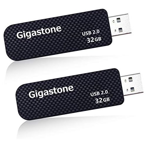  Gigastone V30 32GB USB 2.0 Flash Drive 2-Pack, Capless Retractable Design Pen Drive, Carbon Fiber Style, Reliable Performance & Durable