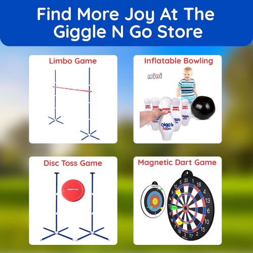  Giggle N Go Outdoor Games for Kids, Adults & Family - The Original Flarts Floor and Yard Darts Game with Inflatable Pins, Lawn Pegs and Mat - Monster Theme ?