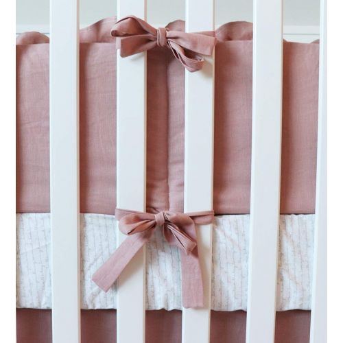  Giggle Six Baby Rose Linen Baby Girl 3 Piece Crib Bedding Set