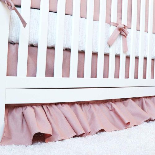  Giggle Six Baby Rose Linen Baby Girl 3 Piece Crib Bedding Set