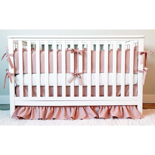  Giggle Six Baby Rose Linen Baby Girl 3 Piece Crib Bedding Set