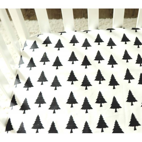  Giggle Six Baby Blue Black Plaid Woodlands Three Piece Crib Bedding Set