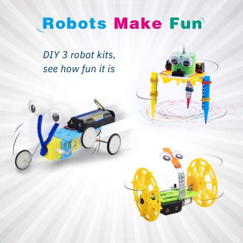  [아마존 핫딜] Giggleway Electric Motor Robotic Science Kits, DIY STEM Toys for kids, Building Science Experiment Kits for Boys and Girls-Doodling, Balance Car, Reptile Robot (3 kits)