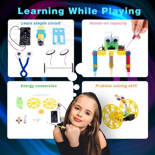  [아마존 핫딜] Giggleway Electric Motor Robotic Science Kits, DIY STEM Toys for kids, Building Science Experiment Kits for Boys and Girls-Doodling, Balance Car, Reptile Robot (3 kits)