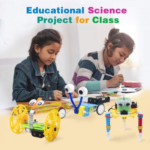  [아마존 핫딜] Giggleway Electric Motor Robotic Science Kits, DIY STEM Toys for kids, Building Science Experiment Kits for Boys and Girls-Doodling, Balance Car, Reptile Robot (3 kits)