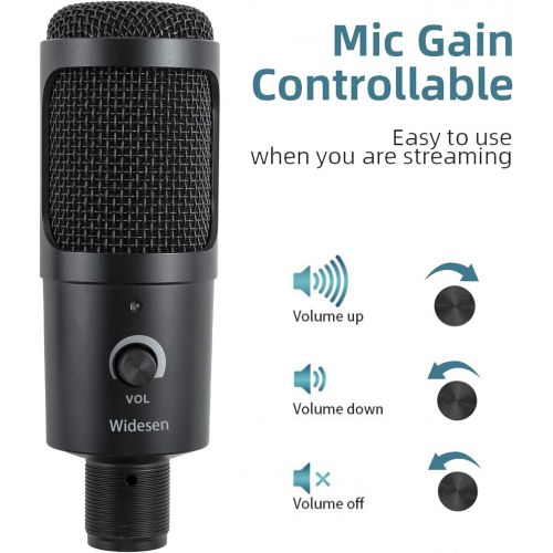  Gikbay USB Microphone for Computer, Cardioid Condenser Recording Microphone with Metal Tripod Stand for PC Laptop Mac Windows, Plug&Play Mic for Gaming Podcast Streaming Broadcast YouTube