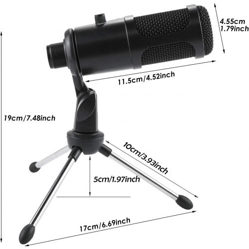  Gikbay USB Microphone for Computer, Cardioid Condenser Recording Microphone with Metal Tripod Stand for PC Laptop Mac Windows, Plug&Play Mic for Gaming Podcast Streaming Broadcast YouTube