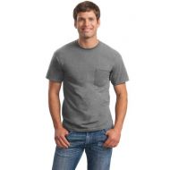 Gildan Mens Collar Double Needle Pocket Knit T-Shirt