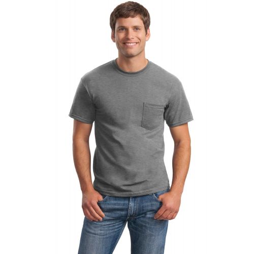  Gildan Mens Collar Double Needle Pocket Knit T-Shirt