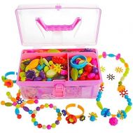 [아마존베스트]GILI Pop Beads, Arts and Crafts Toys Gifts for Kids Age 4yr-8yr, Jewelry Making Kit for 4, 5, 6, 7 Year Old Girls, Necklace and Bracelet and Ring Creativity DIY Set (500 PCS)