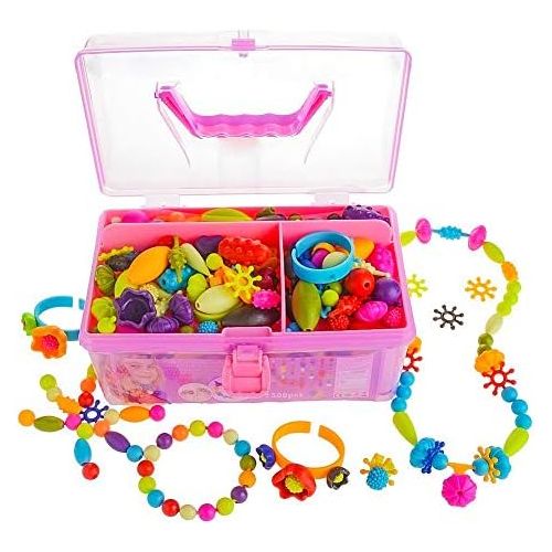  [아마존베스트]GILI Pop Beads, Arts and Crafts Toys Gifts for Kids Age 4yr-8yr, Jewelry Making Kit for 4, 5, 6, 7 Year Old Girls, Necklace and Bracelet and Ring Creativity DIY Set (500 PCS)