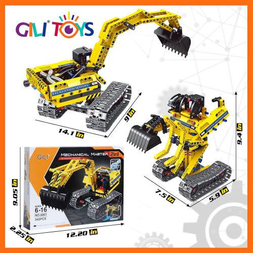 Gili Excavator Building Sets for 7, 8, 9, 10 Year Old Boys & Girls, Construction Engineering Robot Toys for Kids Age 6-12, Educational STEM for Kids