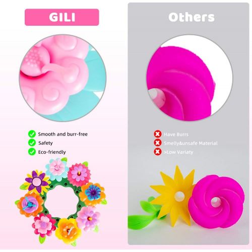  GILI Flower Garden Building Toys, Build a Bouquet Sets for 3, 4, 5, 6 Year Old Toddler Girls, Arts and Crafts for Little Kids Age 3yr Up, Best Top Christmas Birthday Gifts for Crea
