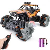 GILI RC Monster Truck, 1:18 Rc Crawler, Metal Shell LED Light Remote Control Car, 2.4Ghz All Terrain Hobby Vehicle with 2 Rechargeable Pack for 6, 7, 8, 9, 10 Year Old Boys & Girls