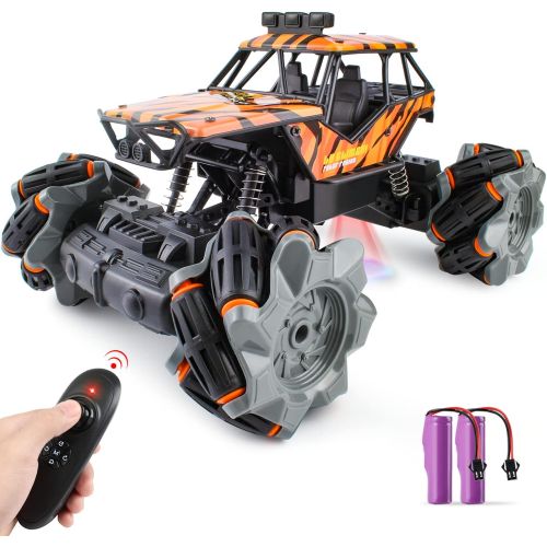  GILI RC Monster Truck, 1:18 Rc Crawler, Metal Shell LED Light Remote Control Car, 2.4Ghz All Terrain Hobby Vehicle with 2 Rechargeable Pack for 6, 7, 8, 9, 10 Year Old Boys & Girls