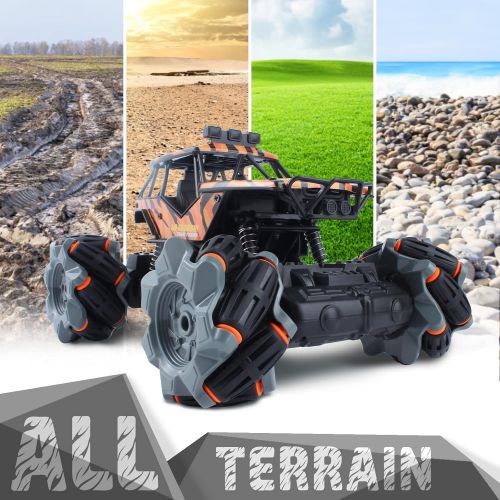  GILI RC Monster Truck, 1:18 Rc Crawler, Metal Shell LED Light Remote Control Car, 2.4Ghz All Terrain Hobby Vehicle with 2 Rechargeable Pack for 6, 7, 8, 9, 10 Year Old Boys & Girls