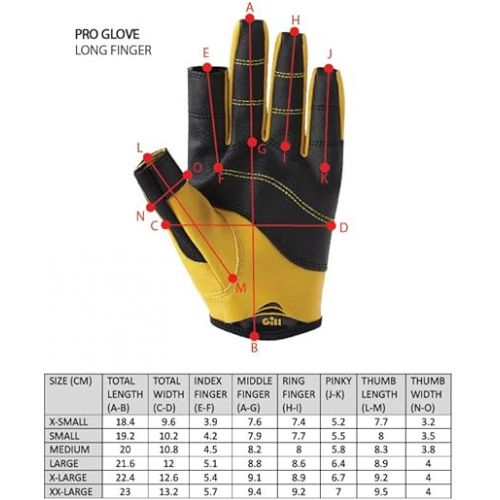  Gill Pro Sailing Gloves - Long Fingers with Exposed Finger and Thumb for Sailing, Paddle & Board Sports, Kayaking or Windsurfing