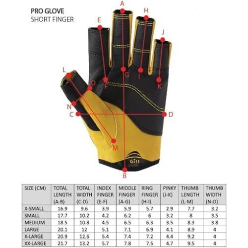  Gill Pro Sailing Gloves - Short Finger with 3/4 Length Fingers for Sailing, Paddle & Board Sports, Kayaking or Windsurfing