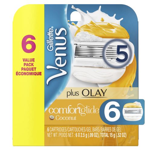  Gillette Venus ComfortGlide Olay 5-Blade Womens Razor Blade Cartridges - 4 ct