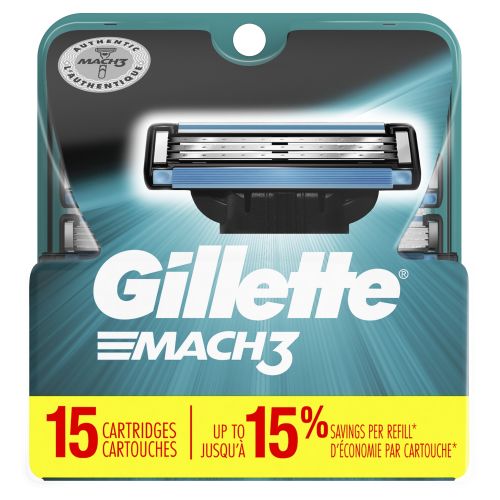  Gillette Mach3 Mens Razor Blades, 15 Blade Refills