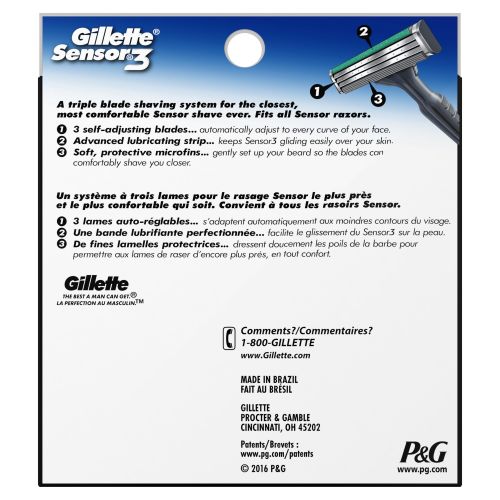  Gillette Sensor 3 Refill Blade Cartridges, 8 Count