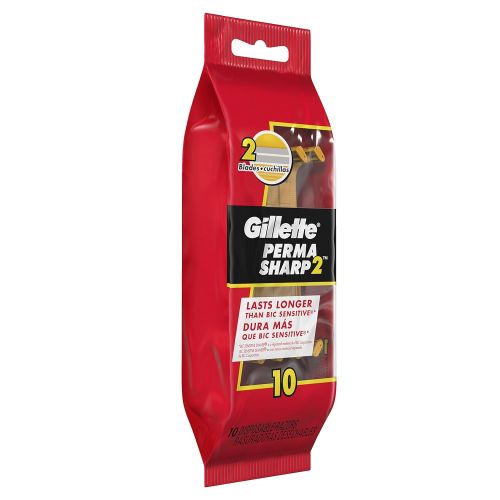  Gillette Permasharp2 Mens Disposable Razors, 10 Count (Pack of 32), Mens Razors  Blades