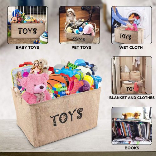  [아마존 핫딜]  [아마존핫딜]Gimars Upgrade Larger 22 Inch Well Standing Collapsible Canvas Toy Chest Box Baskets Storage Bins for Dog Toys, Kids , Children Toys, Blanket, Clothes - Perfect for Playroom Living