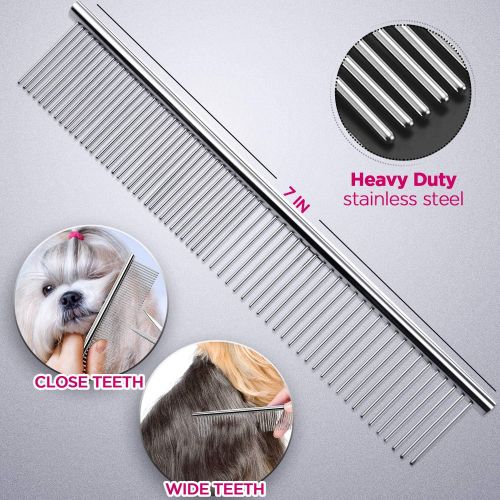  [아마존 핫딜] [아마존핫딜]Gimars Titanium Coated 3CR Stainless Steel Dog Grooming Scissors Kit, Heavy Duty Pet Grooming Trimmer Kit - Thinning, Straight, Curved Shears with Comb for Long & Short Hair, Fur f