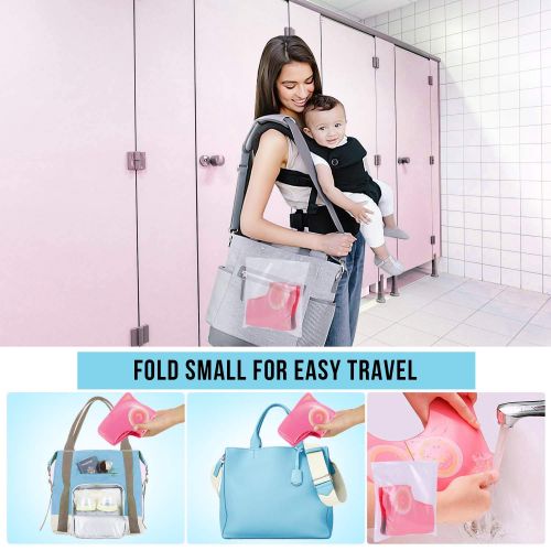  [아마존베스트]Gimars Upgrade Folding Large Non Slip Silicone Pads Travel Portable Reusable Toilet Potty Training Seat Covers Liners with Carry Bag for Babies, Toddlers and Kids,Pink