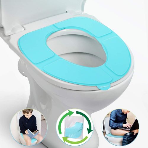  [아마존베스트]Gimars Newest Reusable Silicon Folding Public Adults Teens Travel Toilet Potty Seat Covers Protectors, Blue