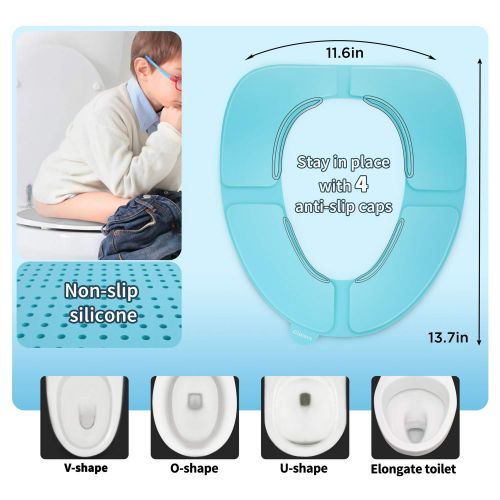  [아마존베스트]Gimars Newest Reusable Silicon Folding Public Adults Teens Travel Toilet Potty Seat Covers Protectors, Blue