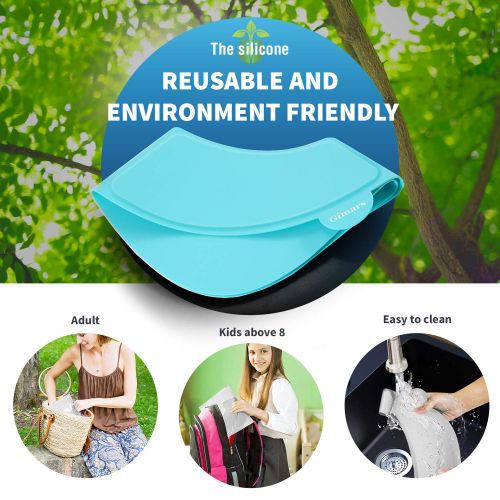  [아마존베스트]Gimars Newest Reusable Silicon Folding Public Adults Teens Travel Toilet Potty Seat Covers Protectors, Blue