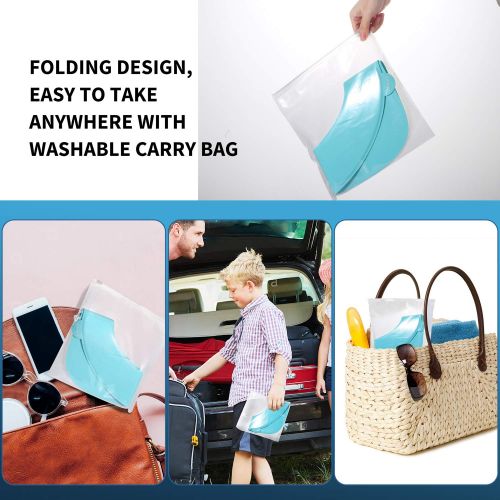  [아마존베스트]Gimars Newest Reusable Silicon Folding Public Adults Teens Travel Toilet Potty Seat Covers Protectors, Blue