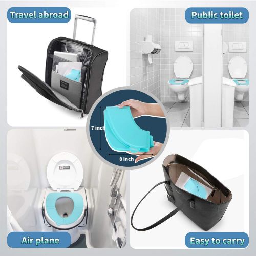  [아마존베스트]Gimars Newest Reusable Silicon Folding Public Adults Teens Travel Toilet Potty Seat Covers Protectors, Blue