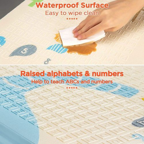  Gimars XL BPA Free 0.6 in Reversible Foldable Baby Play Mat, Waterproof Thick Foam Floor Baby Crawling Mat, Portable Baby Playmat for Infants, Toddler, Kids, Indoor Outdoor Use (79