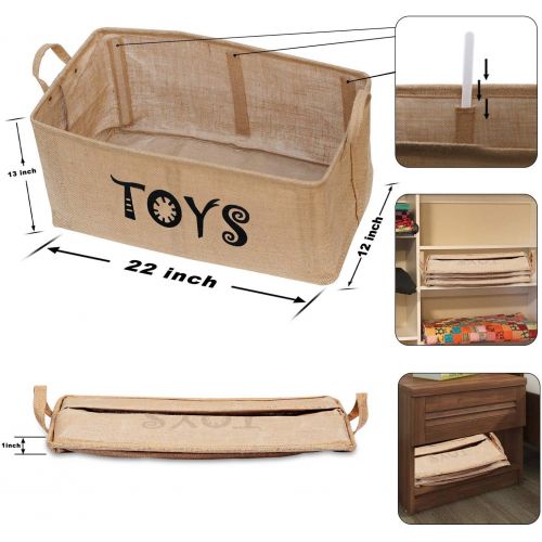  [아마존베스트]Gimars Upgrade Larger 22 Inch Well Standing Collapsible Canvas Toy Chest Box Baskets Storage Bins for Dog Toys, Kids , Children Toys, Blanket, Clothes - Perfect for Playroom Living