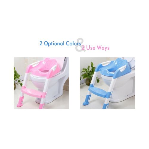  Gimars Kidsidol Baby Potty Toilet Chair with Step Trainer Ladder Sturdy Safety Folding Adjustable Comfortable Anti-Slip Great Mommy’s Helper for Baby Kids Toddlers 1-9 Years Old(Without S