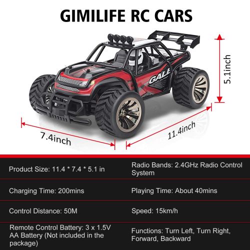  Gimilife Remote Control Car, Fast Toy RC Vehicle,Terrain RC Cars,Electric Remote Control Off Road Monster Truck,RC Cars for Kids Toddler Gift,Desert Off-Road Vehicle,2.4Ghz Radio 2
