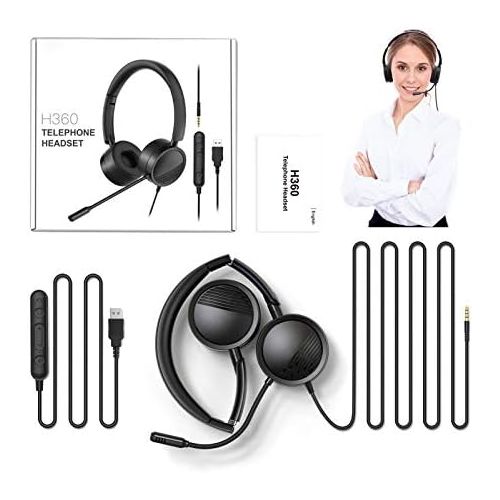  [아마존베스트]Gindoly PC Headset mit Mikrofon, Noise Cancelling & Lautstarkeregler,3,5mm Stereo PC Kopfhoerer fuer Business Skype, Call Center,Office Computer, klarere Stimme, Super Leicht, Ultra