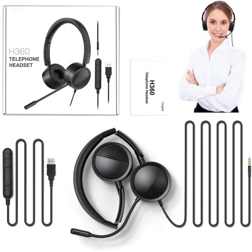  [아마존베스트]Gindoly PC Headset mit Mikrofon, Noise Cancelling & Lautstarkeregler,3,5mm Stereo PC Kopfhoerer fuer Business Skype, Call Center,Office Computer, klarere Stimme, Super Leicht, Ultra