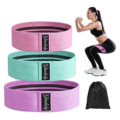  [아마존베스트]Gindoly Resistance Hip Bands, Fitness Bands Set Yoga Strap 3 Pull Strengths Training Band Yoga Band Resistance and Support for Leg Training, Strength Training and Pull Up with Trav