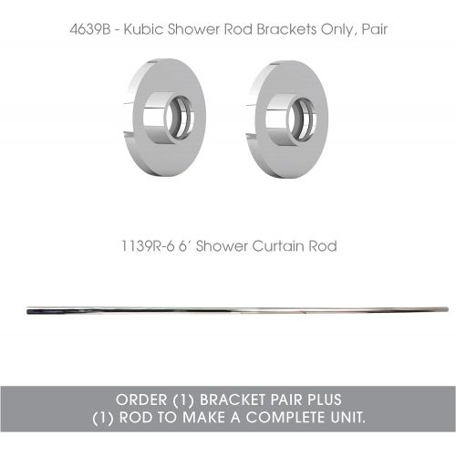  Ginger 4639B/PC Kubic Shower Rod Support Brackets, Polished Chrome