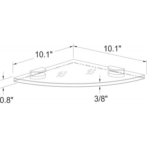  Ginger 0218CT-10-10/PC Sine Tempered Glass Corner Shelf, Polished Chrome