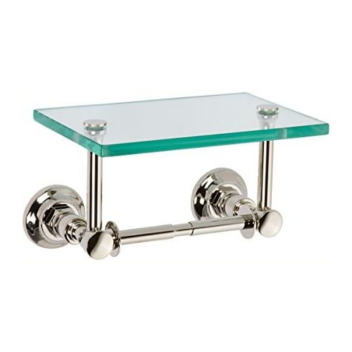  Ginger 4827/PN Eavon Toilet Tissue Paper Holder with Glass Shelf, Polished Nickel