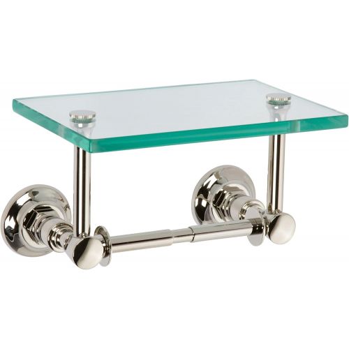  Ginger 4827/PN Eavon Toilet Tissue Paper Holder with Glass Shelf, Polished Nickel